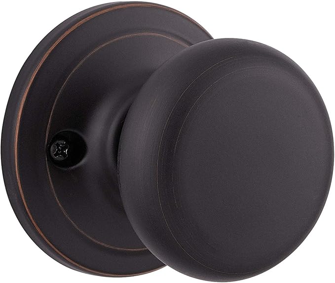 Kwikset Juno Dummy Door Knob, Single Sided Handle for Closets, French Double Doors, and Pantry, Venetian Bronze Non-Turning Interior Push/Pull Door Knob, with Microban Protection