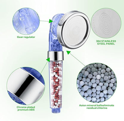 Nosame Shower Head with Hose Holder, Filter Filtration High Pressure | Filter Filtration High Pressure Water Saving 3 Mode Function Spray Handheld Showerheads 1.6 GPM for Dry Hair & Skin SPA
