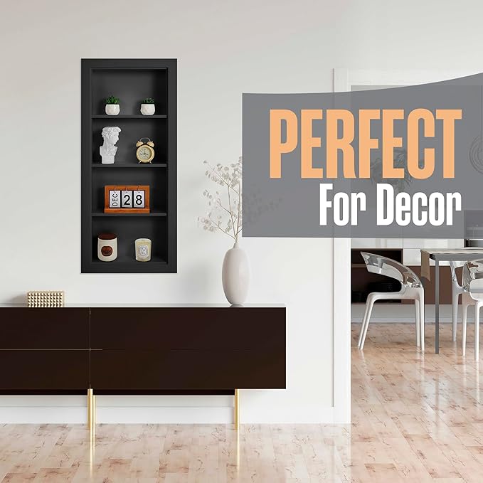 Houseables Recessed Medicine Cabinet, Recessed Wall Niche, in Wall Medicine Cabinet, Bathroom Niche, Insert for Drywall, Between Studs Shelf Replacement, Without Mirror, No Mirror, 14x36 ID, 17x38 OD