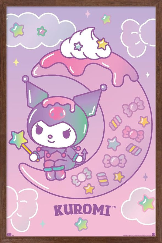 Hello Kitty and Friends: 24 Dreamland - Kuromi Wall Poster, 22.4L" x 14.7W", Mahogany Framed Version
