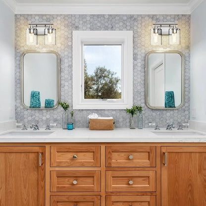 Bathroom Vanity Light Fixture, 2-Light Brushed Nickel Over Mirror, Modern for Bedroom Vanity Table Hallway