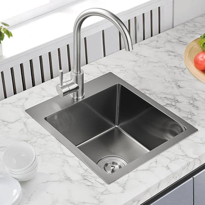 Black Topmount Kitchen Sink - 13”×15” Single Bowl Sink