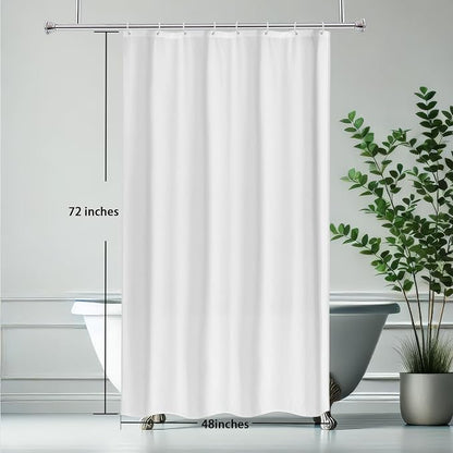 AooHome White Stall Size Bathroom Curtain for Hotel, Fabric Shower Liner with Hooks for Hotel, Waterproof, 48 Width x 72 Height Inch