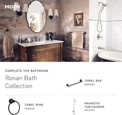 Moen Ronan Chrome One-Handle Single Hole Modern Bathroom Sink Faucet with Optional Deckplate and Spring Loaded Drain Assembly, 84021