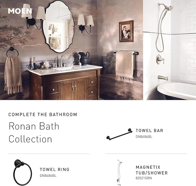 Moen Ronan Chrome Two-Handle 4 in. Centerset Modern Double Bend Bathroom Faucet with Push-Down Drain, 84025