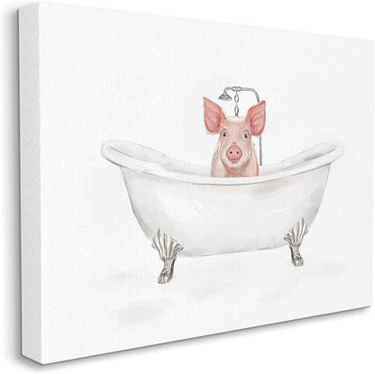 Country Pig Bathtub Farmhouse, 30 x 40 Inch Canvas Wall Art | Stupell Industries · By Ziwei Li · Ready to hang · Whimsical bath and laundry decor · Made in USA