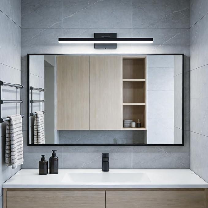 IZORRO Modern Bathroom Vanity Light 24 inch, Rotatable, 16W Dimmable Led Bathroom Light Fixture Over Mirror, Black Vanity Light Bar (5 Color Temperature)