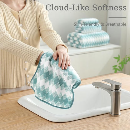 8 Piece Bathroom Towel Set Aqua |2 Oversized Large Bath Towels Sheet,2 Hand Towels and 4 Washcloths| 600GSM Ultra Soft Luxury Premium Towel Set Highly Absorbent Quick Dry Hotel Towel Collection
