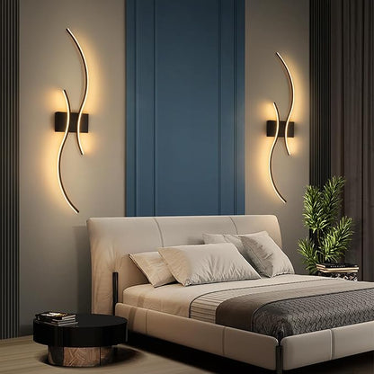 CANEOE Modern Led Wall Light, Black Indoor Led Wall Sconce Lighting, Bathroom Vanity Light Fixtures Over Mirror for Living Room Hallway Bedroom Bedside Wall Lamp (Black,3000K, 2 Packs,Hard-Wired)
