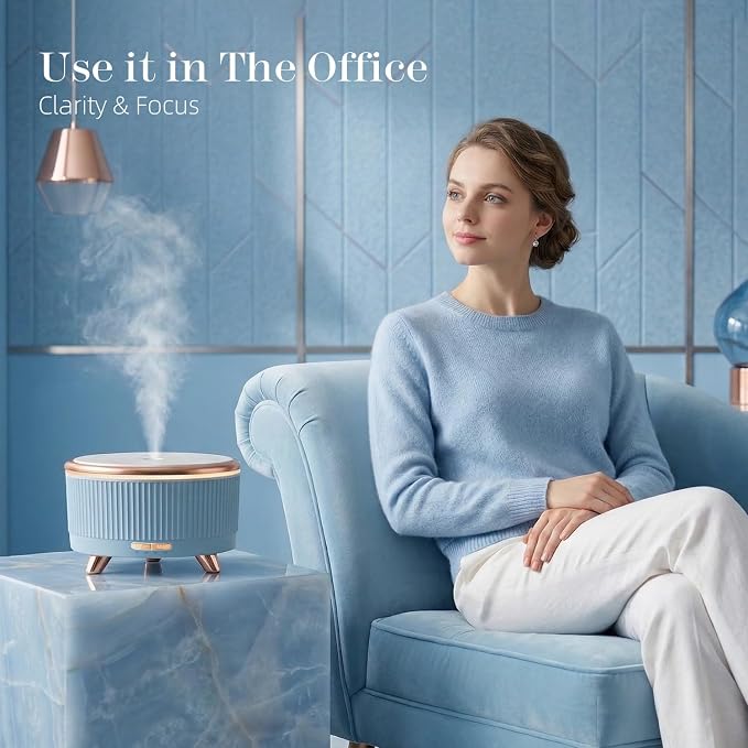 500ml Essential Oil Diffuser, Ultrasonic Aromatherapy Humidifier | with Remote Control, 7-Color LED Light, Timer & Auto Shut-Off, Cool Mist Diffuser for Home, Bedroom, Office (Blue)