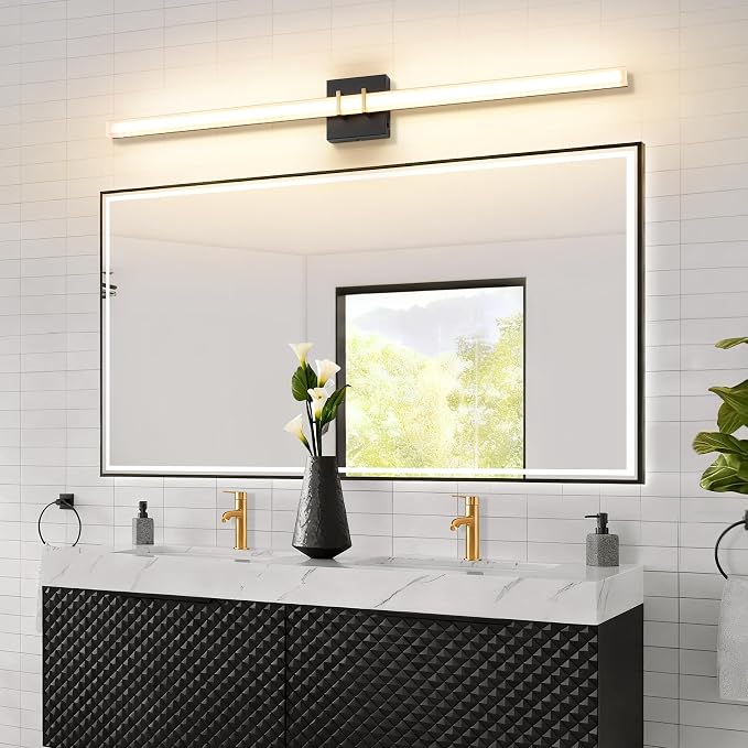 Modern Black and Brass Vanity Light Bar 40 Inch, 30W 5CCT Dimmable Bathroom Light Fixtures LED Wall Lighting Fixture