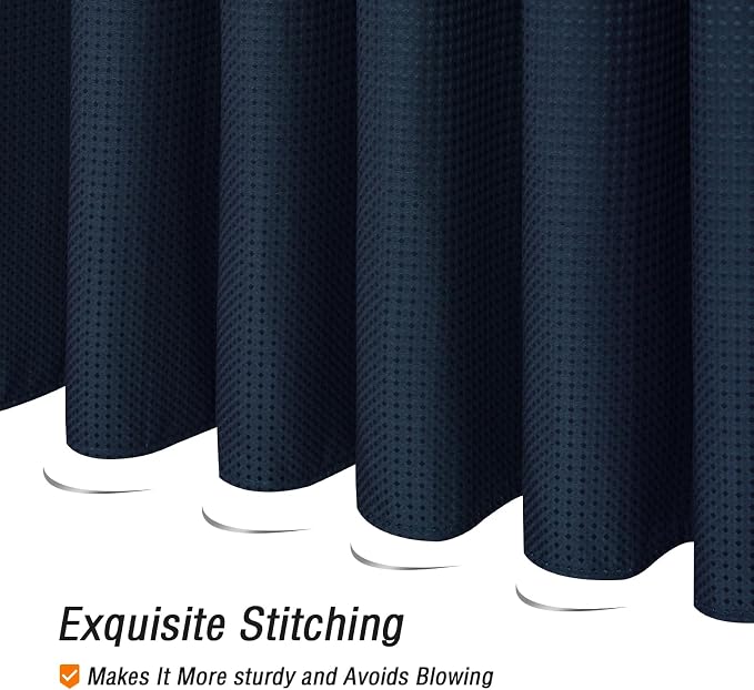 Navy Blue Fabric Shower Curtain, 72 X 72 | Cloth-Textured Shower Curtain for Bathroom - Soft Cloth & Hotel Spa Luxury, Water Repellent, Machine Washable