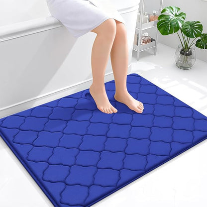 OLANLY Memory Foam Bath Mat Rug 40x32, Ultra Soft and Absorbent Bathroom Rugs, Non-Slip, Comfortable, Machine Washable Bath Carpet for Bathroom Floor, Tub Shower and Home Decor Accessories, Royal Blue