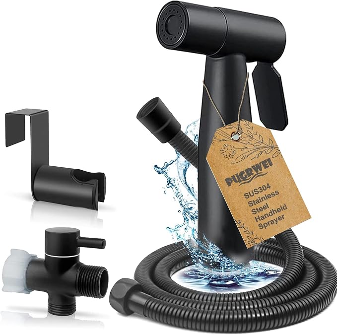 Luxury Bidet Sprayer for Toilet-Handheld Sprayer Attachment with Brass Leak Free T-Valve&Adjustable Jet Spray, Perfect for Feminine Hygiene