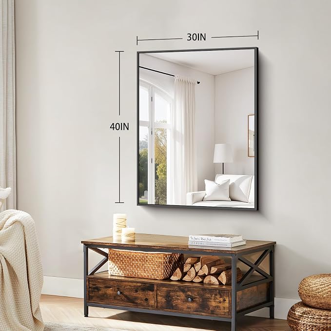 Koonmi Black Bathroom Mirror for Over Sink,Metal Framed 30"x40" Wall Mirror