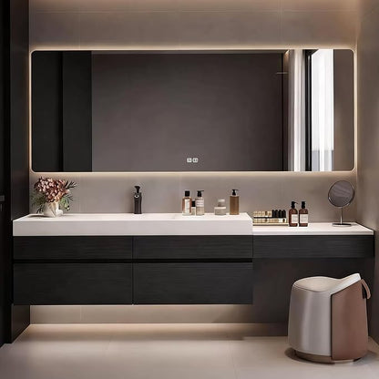 60" Bathroom Vanity with Sink, Modern Floating Bathroom Vanity, with Smart LED Defog Mirror, Plywood Storage Cabinet Soft Closing 2 Large Doors & 3 Drawers, Fully Pre-Assembled, Dressing Table