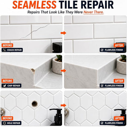 Tile Repair Kit (Color Match), Ceramic & Porcelain Epoxy Putty for Floor | For Chips, Cracks, Holes, Scratches on Porcelain & Ceramic Wall/Floor Tile, Super Bond Ceramic Tile Paste Filler