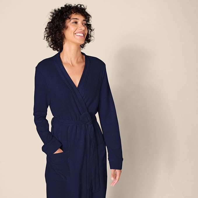Amazon Essentials Women's Lightweight Waffle Full-Length Bath Robe (Available in Plus Size)