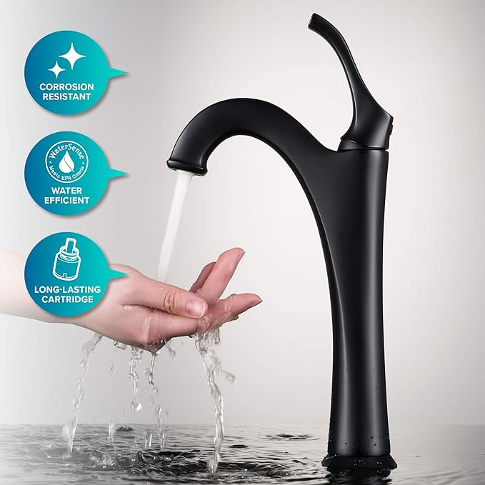 KRAUS Elavo 19-inch Modern Rectangular White Porcelain Ceramic Bathroom Vessel Sink and Matte Black Arlo Faucet Combo Set with Pop-Up Drain, C-KCV-121-1200MB