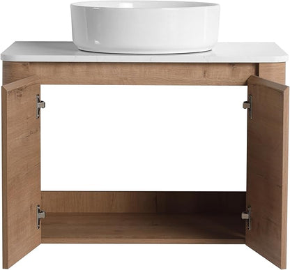 Malwee 30" Floating Bathroom Vanity with Sink, 30 Inch Wall Mounted Bathroom Cabinet Combo, Modern Single Sink Bath Storage Vanity Set, with 2 Soft Close Doors and Ceramic Vessel Basin Top(30-400