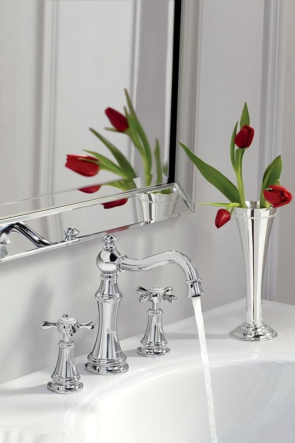 Moen Weymouth Chrome Two-Handle Widespread Cross Handle Bathroom Faucet Trim Set, Valve Required, TS42114