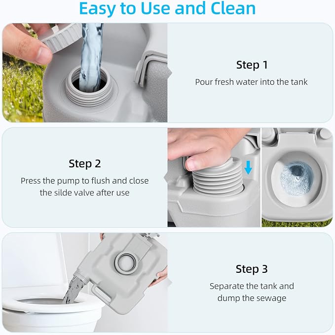 YITAHOME 2.6 Gallon Portable Toilet for Camping | RV Travel Potty with Press Flush Pump, Anti-leak Seal Ring for Travel, Boating, Hiking, Trips