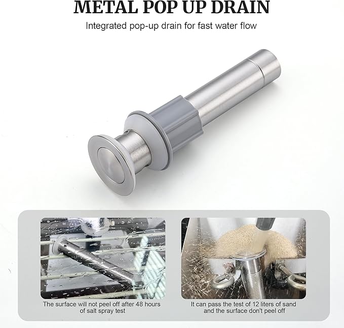 Ultimate Unicorn Brushed Nickel Bathroom Sink Faucet - 4 Inch Centerset Pull Down Vanity Faucets 3 Hole with Pop Up Drain - Two Handle Modern Washbasin Tap Set with Pull Out Sprayer for Rv Restroom