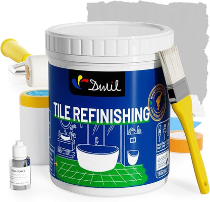 DWIL Tub Paint, Tub and Tile Refinishing Kit with Tools, Bathtub Paint Water Based &Low Odor, Easy to Use for Sink Bathroom Shower, Light Grey 35oz/50-55sq.ft