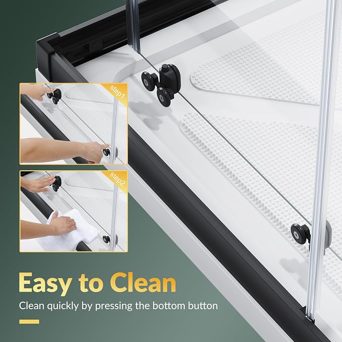ELEGANT 34" D x 34" W x 72" H Corner Double Sliding Shower Door, Matte Black Frame, 1/4" ANSI Tempered Glass, Space-Saving for Small Bathroom