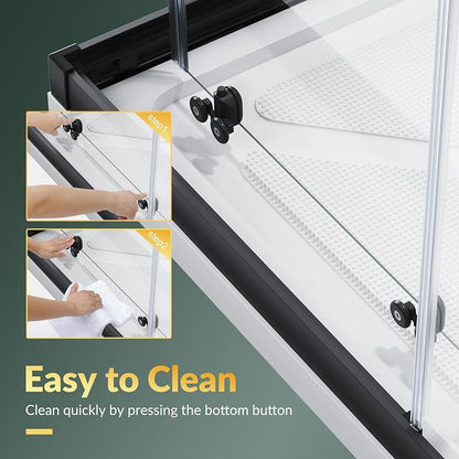 ELEGANT 34" D x 34" W x 72" H Corner Double Sliding Shower Door, Matte Black Frame, 1/4" ANSI Tempered Glass, Space-Saving for Small Bathroom