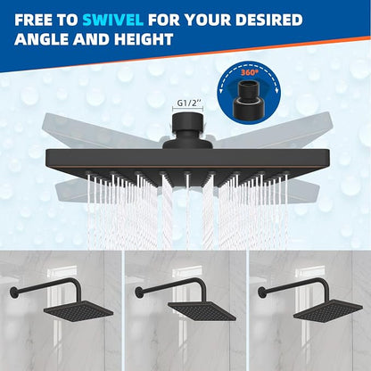 Hibbent cUPC Certified Thick Metal 6'' Rain Shower Head, Oil Rubbed Bronze | High Pressure Shower Head, Bathroom Waterfall Shower Heads, High Flow Fixed Showerheads with Adjustable Brass Ball Joint