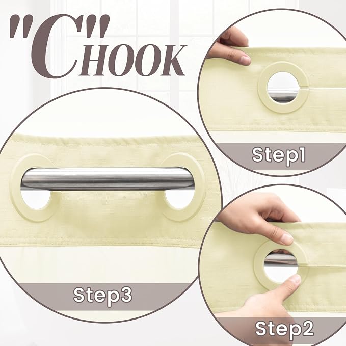 SORTTO No Hook Slub Shower Curtain with Liner, 71x74, Sand | Snap in Liner, 3 in 1, Bamboo Texture, Hotel Style, Waterproof Fabric, Mesh Top Window, Corner Magnets, Machine Washable