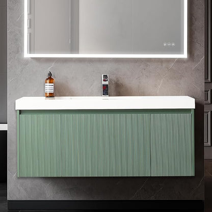 Blossom 48 Inch Bathroom Vanity with Sink, All Wood Wall Mounted Floating Bathroom Vanity Cabinet with Acrylic Sink, Bathroom Sink Cabinet with Soft-Close Drawers, Modern Vanities, Aventurine Green