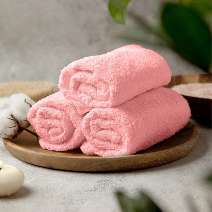 Towel and Linen Mart 100% Cotton - Wash Cloth Set - Flannel Face Cloths, Highly Absorbent and Soft Feel Fingertip Towels (Pink, Pack of 12)