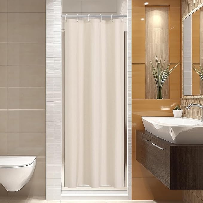Waterproof Fabric Shower Curtain,No Liner Needed,36x72,Cream | 2-in-1 Design,Linen Textured,100% Waterproof TPU-Laminated Backing,Magnetic Weighted,Machine Washable,For Bathroom,Hotel