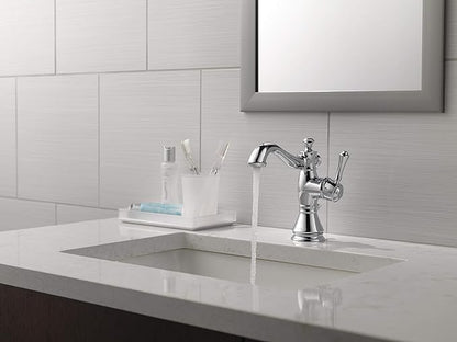 Delta Faucet Cassidy Single Hole Bathroom Faucet, Single Handle Bathroom Faucet Chrome, Bathroom Sink Faucet, Metal Drain Assembly, Chrome 597LF-MPU