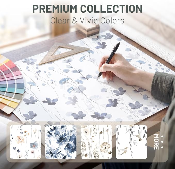 No Hook Floral Shower Curtain with Liner, Blue White, 71x74 | Snap in Liner, 3 in 1, Water Repellent, Easy Install, Machine Washable, Hotel Style for Bathroom, Watercolor Pattern