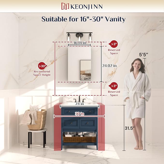 Keonjinn Medicine Cabinet with Mirror 16 x 24 Inch, Lightweight Aluminum | Effortless Assembly, Freely Adjustable Shelves, Safer Tempered Glass, Wall-mounted or Recessed, Soft Close DTC Hinges, Silver