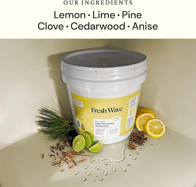 Fresh Wave Odor Eliminator Gel Bucket, 248 oz. Lemon Refill | EPA Safer Choice rated, No parabens or harsh chemicals, Refills up to 16 large gel jars, Pet-safe room deodorizer