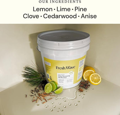 Fresh Wave Odor Eliminator Gel Bucket, 248 oz. Lemon Refill | EPA Safer Choice rated, No parabens or harsh chemicals, Refills up to 16 large gel jars, Pet-safe room deodorizer