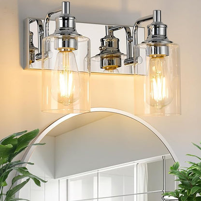 2-Light Bathroom Light Fixtures Modern Chrome Vanity Lights for Bathroom Lighting Fixtures Over Mirror for Cabinet Mirror Bedroom Hallway