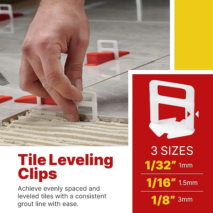 5000 Pcs Tile Leveling System Clips with 1/8" (3mm) Clips - Saves Time for Perfect Precise Installation of Ceramic Tiles - Get Professional Results for Your Shower, Bathroom, Backsplash