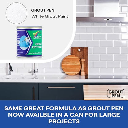 Grout Pen Grout Paint for Tile, Floor & Shower - White - 125ml (4.2oz) | Waterproof Paint Grout Refresh Restorer for Kitchen & Bathroom Tiles - Can Size for Larger Projects