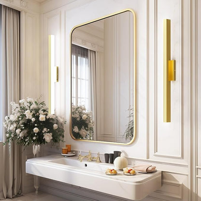 Ralbay 40inch Gold Vanity Light with 5 Color Temperature (2700K-6000K) Dimmable Acrylic Metal 36W LED Modern Matte Gold Bathroom Lighting Over Mirror