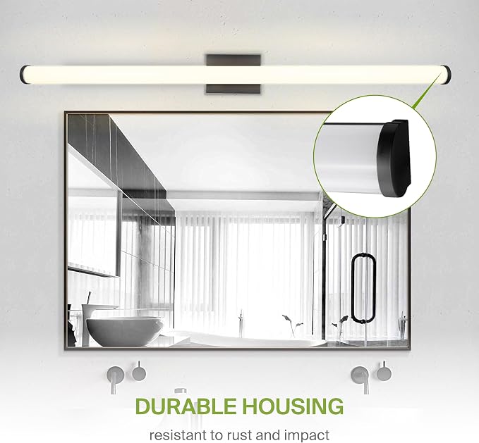 ASD 48" LED Linear Vanity Light Fixture, Modern Bathroom Sconce — 3 Color 3000K-5000K, Dimmable, 35W 3800LM, Energy Star & ETL Listed — Over Mirror Makeup Bar for Bedroom, Cabinets — Black, 4 Pack