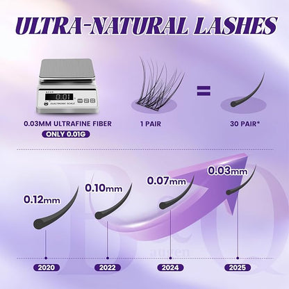 B&Q Natural Lash Clusters 05 - Cluster Eyelash Extensions, Pestañas Postizas Naturales Style Eyelashes Comfort Fit - Day-to-Night Natural Effect - Office & Date Ready For Effortless Beauty(8-16mix)