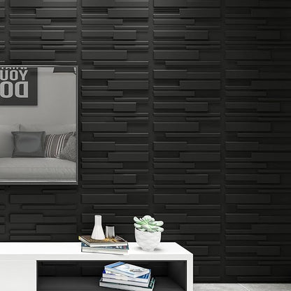 Art3d Decorative 3D Wall Panels 12 Pack 19.7" x 19.7" Creative Wall Panel for Indoor Decoration, Carbon Black