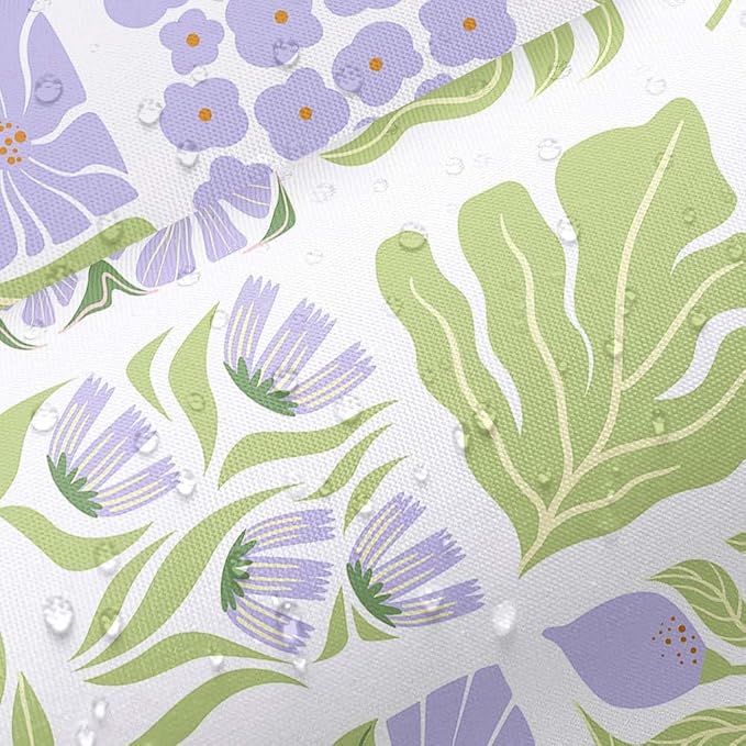 JAWO Cute Boho Floral Shower Curtain, Purple Green Abstract Floral Retro Aesthetic Shower Curtain for Bathroom, Funky Unique Waterproof Fabric Polyester Bath Curtains Decor with Hooks,70Wx70H