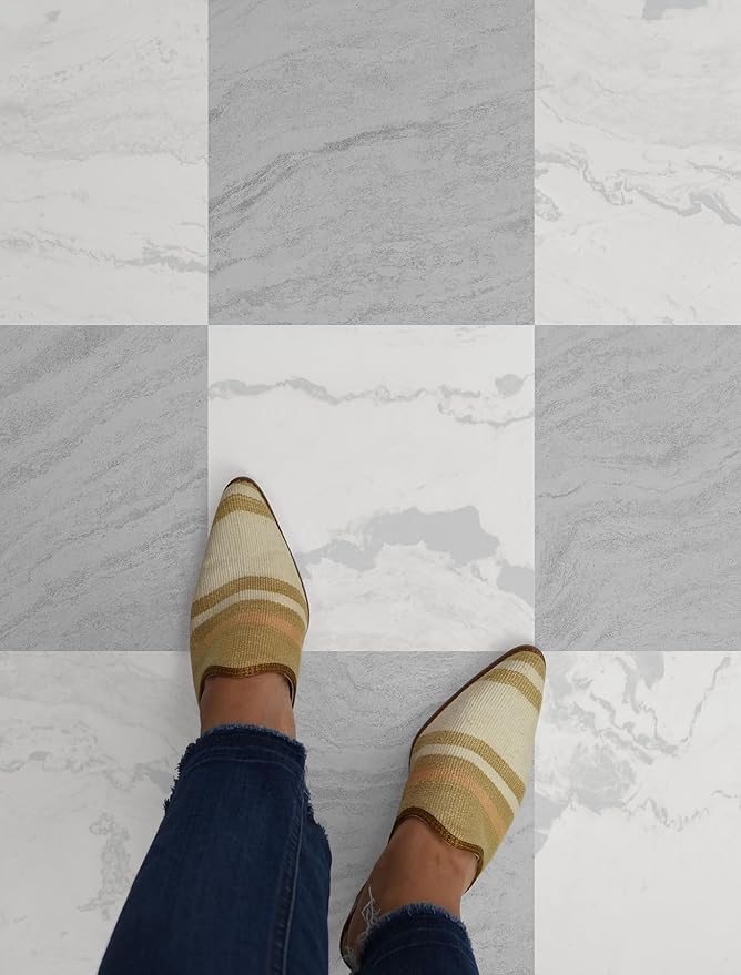FloorPops 12-in by 12-in Langley Grey Peel and Stick Floor Tiles, FP5062