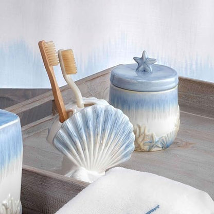 Avanti Linens - Accessory Set, Resin Tumbler, Toothbrush Holder, Soap Dish & Lotion Pump, Durable Bath Decor (Abstract Coastal Collection)